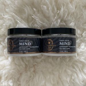 New BBW Open Your Mind Lavender Sandalwood Aromatherapy Salt Body Scrubs